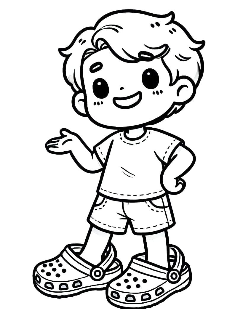 Boy and Crocs coloring page