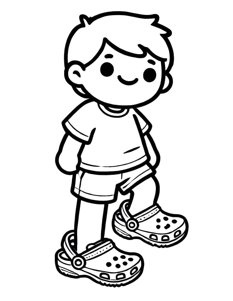 Boy with Crocs coloring page