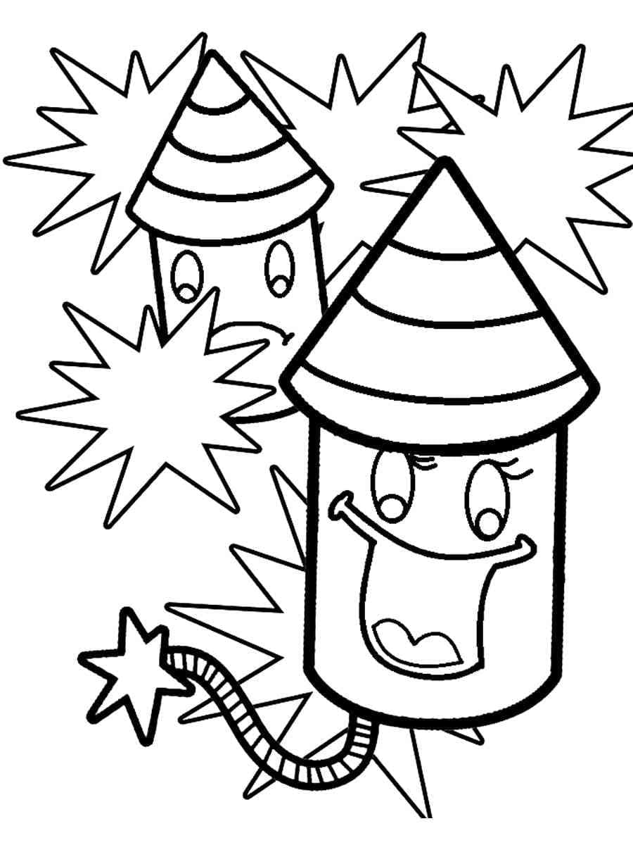 Cartoon Fireworks coloring page