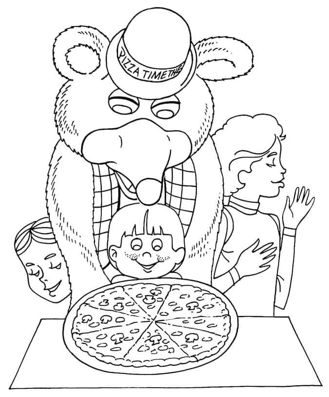 Chuck E. Cheese and Pizza coloring page