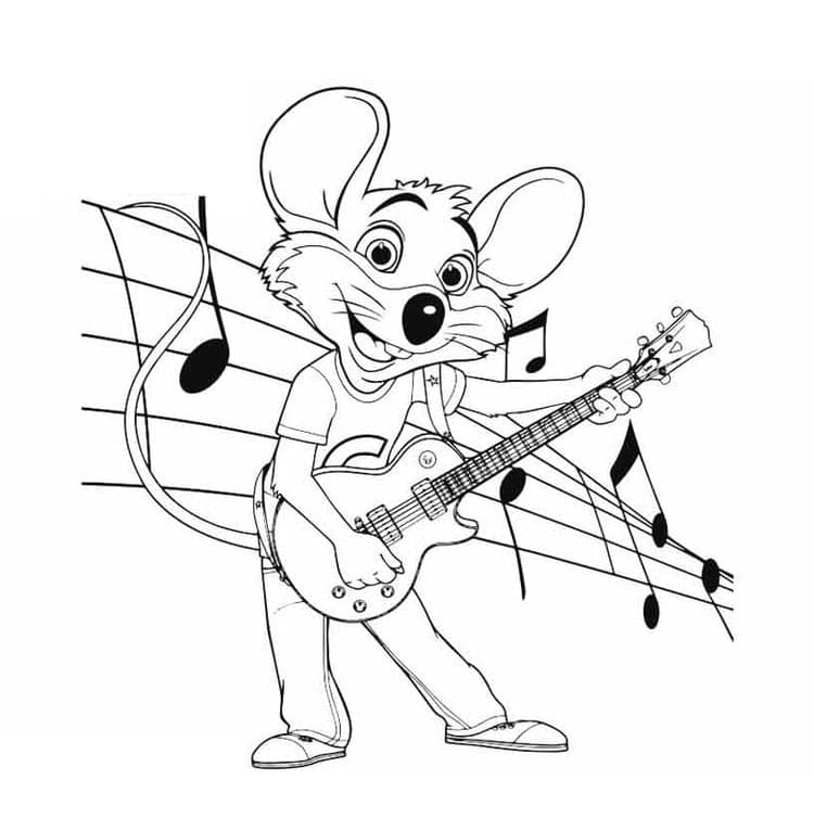 Chuck E. Cheese Plays Guitar coloring page