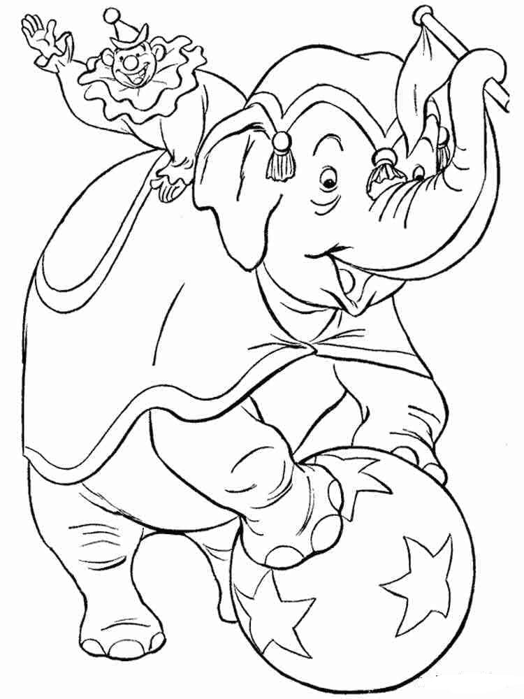 Circus Clown and Elephant coloring page