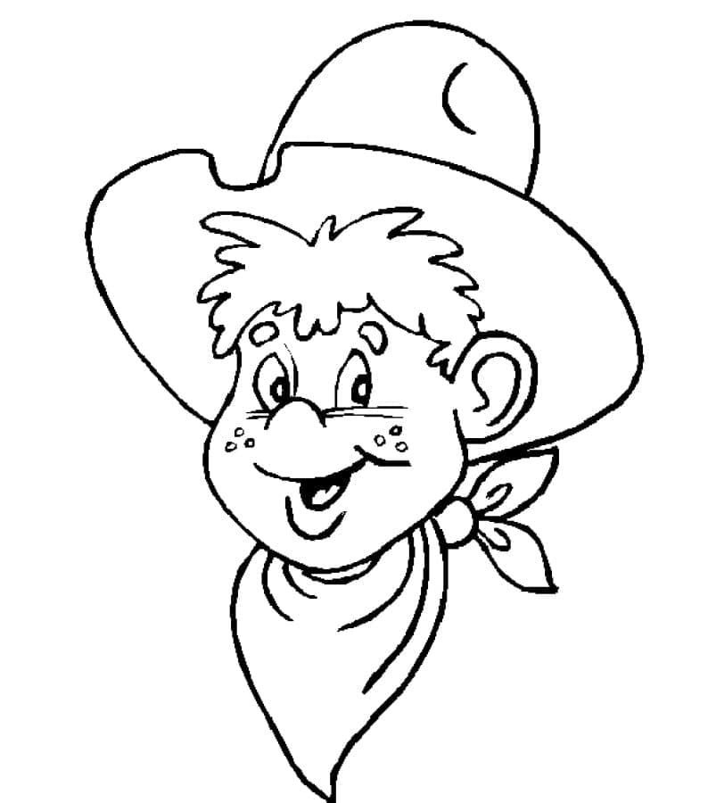 Cowboy Boy Face coloring page