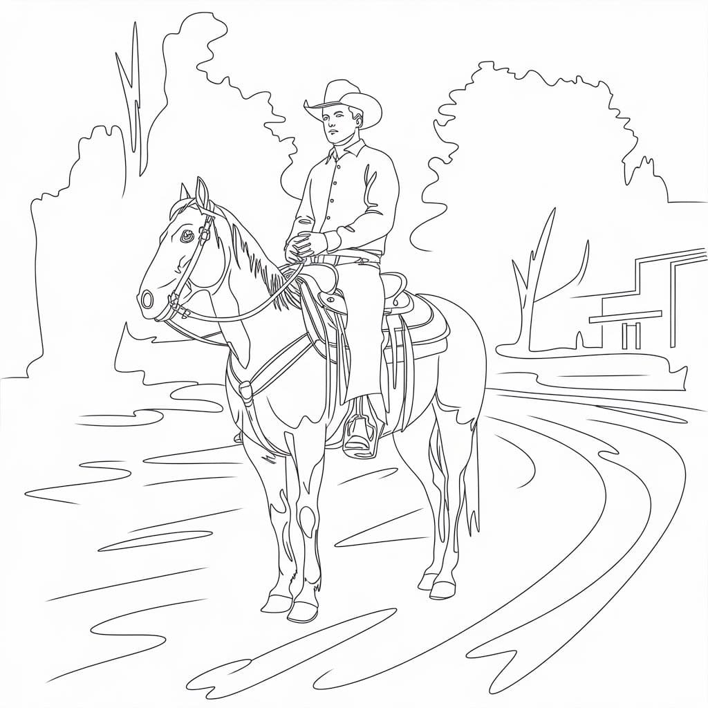 Cowboy Riding Horse coloring page