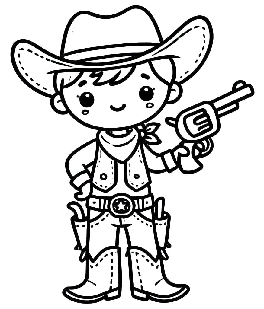 Cowboy with Pistol coloring page