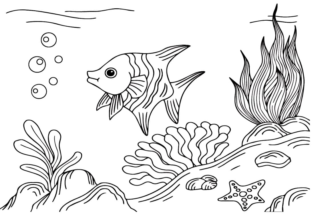 Cute Angelfish coloring page