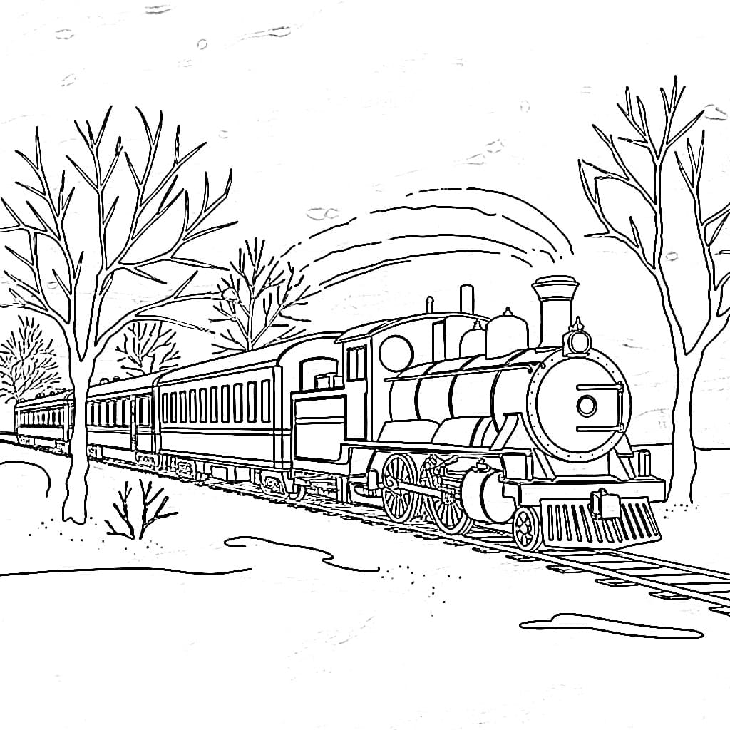 Drawing of Polar Express coloring page