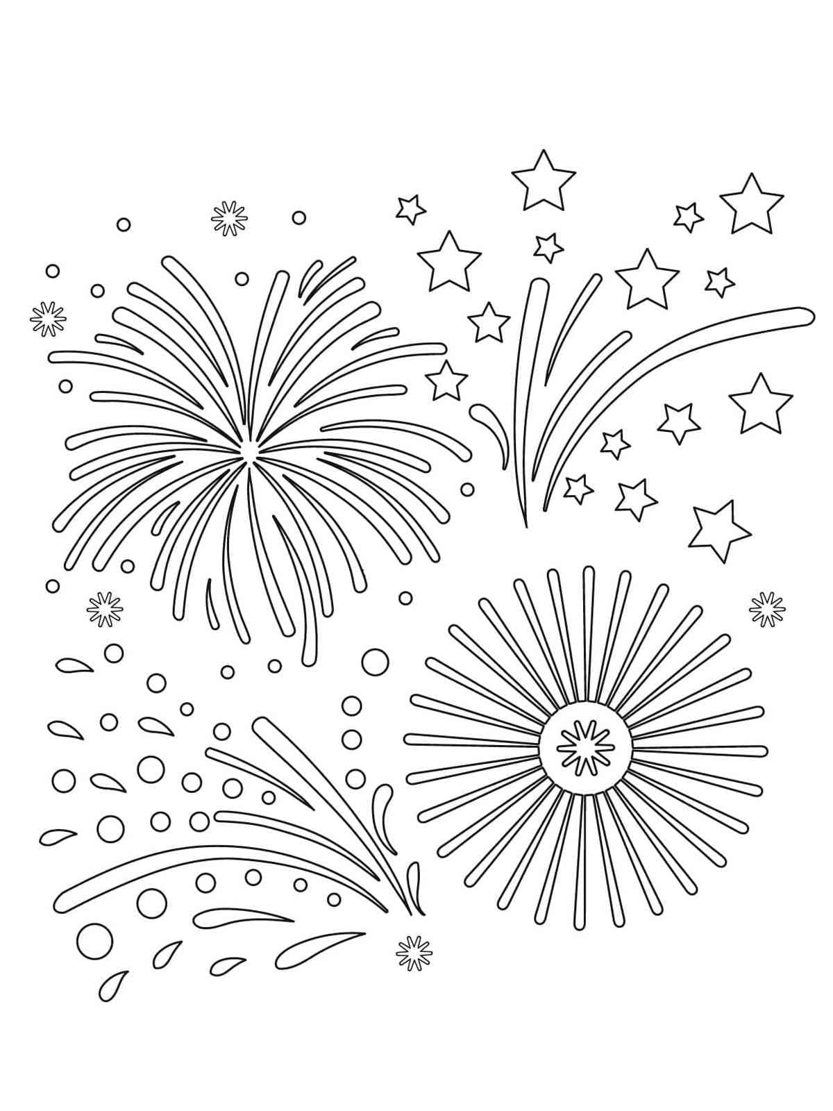 Easy Fireworks coloring page