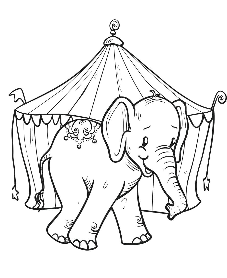 Elephant and Circus Tent