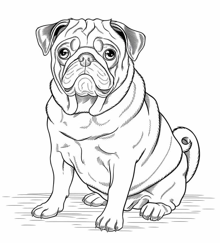 Free Drawing of Pug