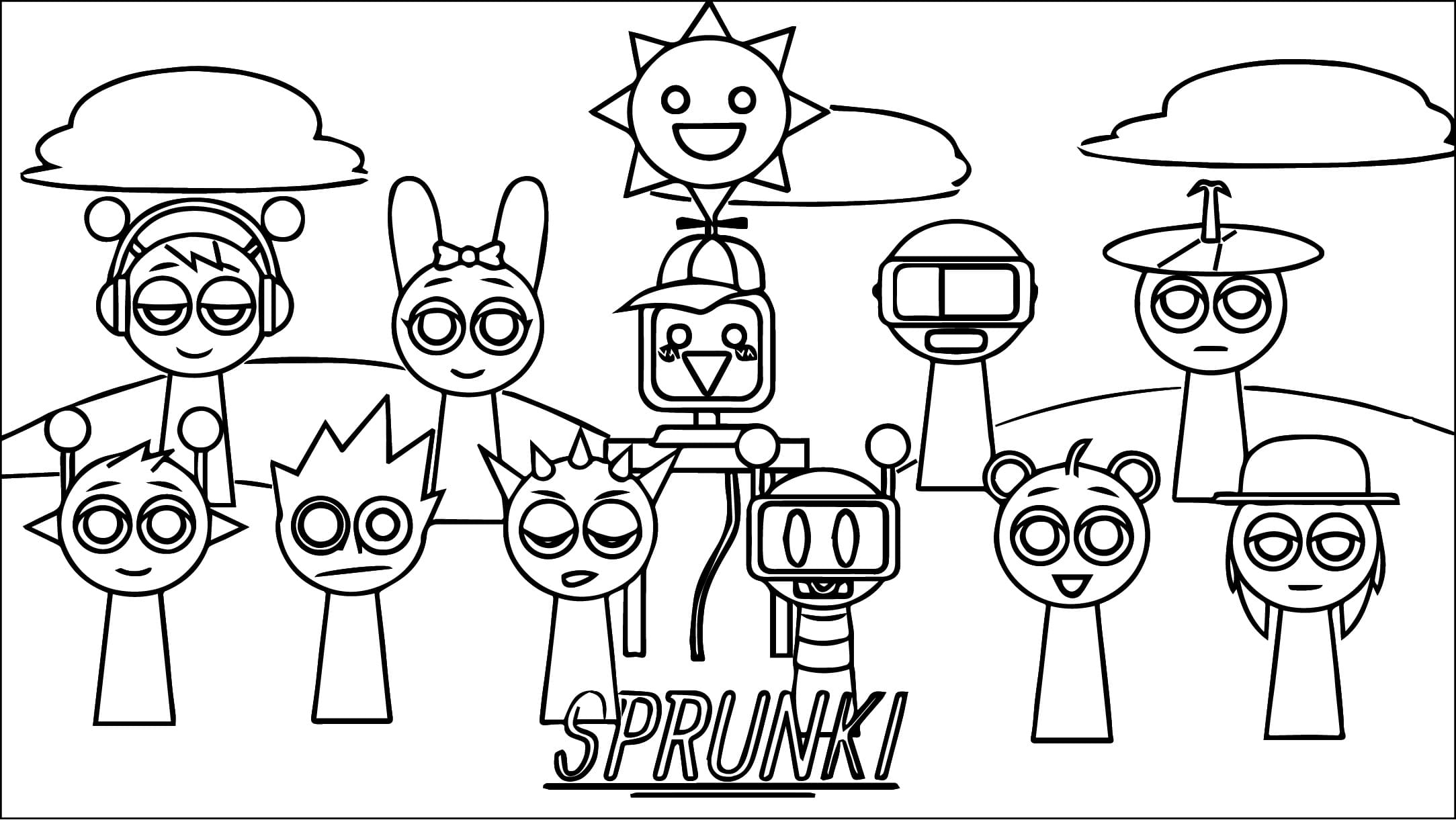 Free Incredibox Sprunki coloring page