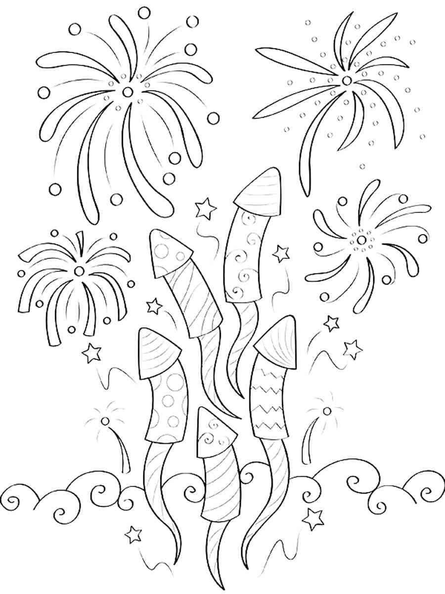 Free Printable Fireworks coloring page