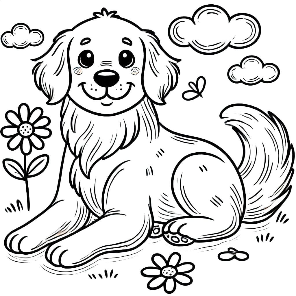 Friendly Golden Retriever coloring page