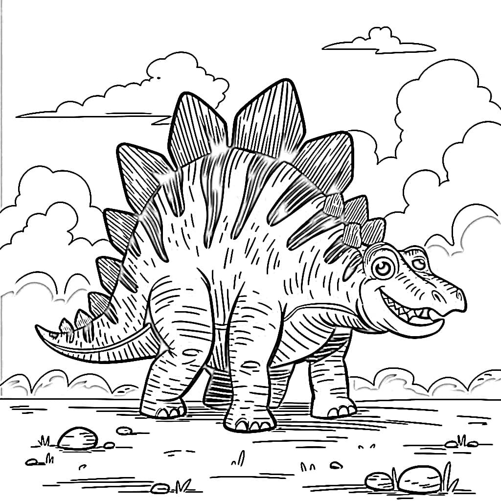 Funny Stegosaurus coloring page