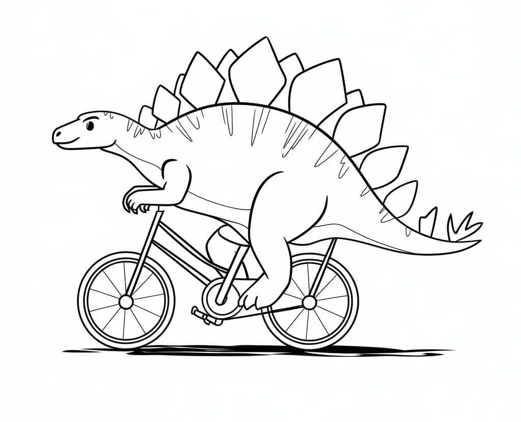 Funny Stegosaurus on Bike