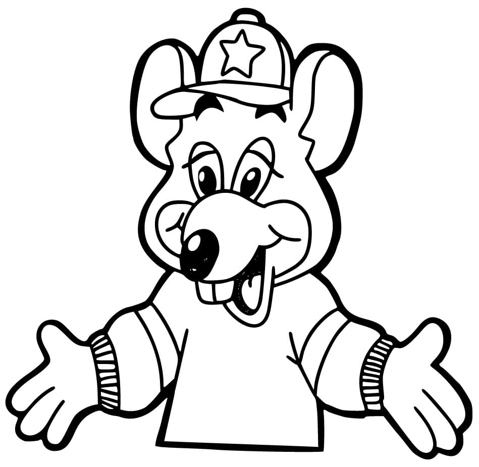 Happy Chuck E. Cheese coloring page