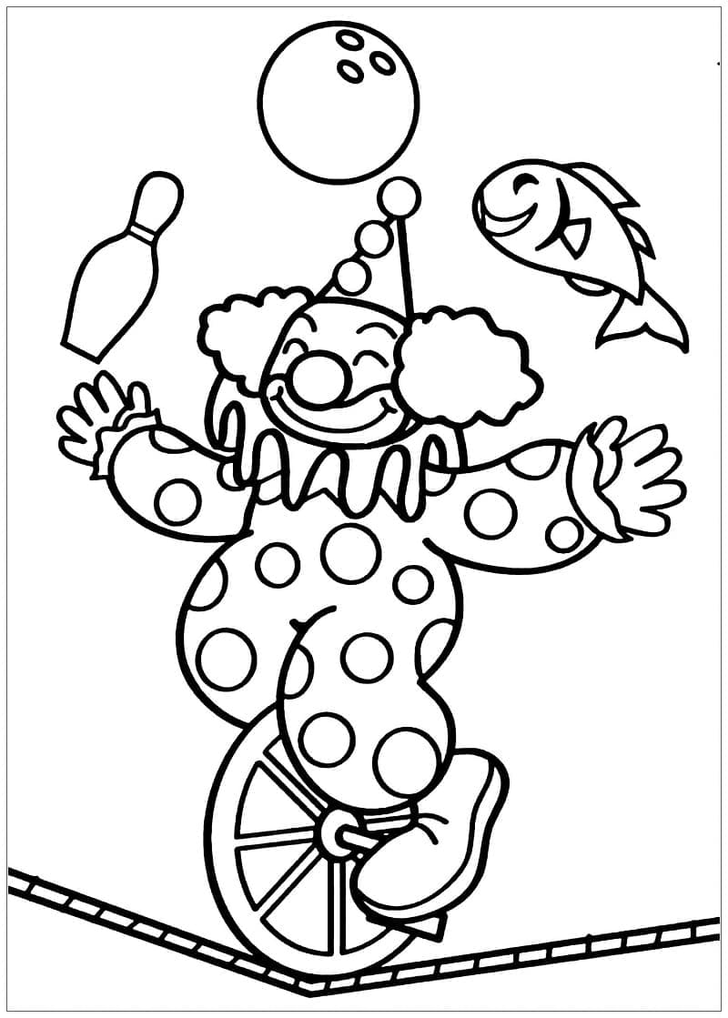 Happy Circus Clown coloring page