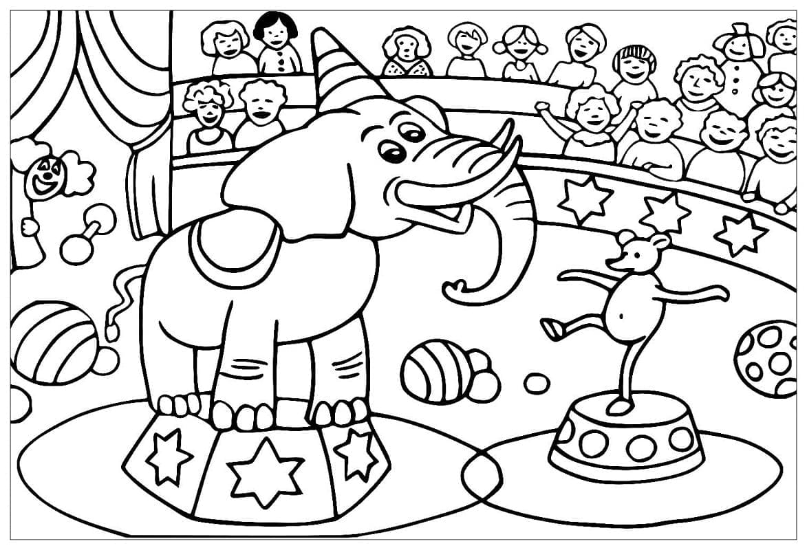 Happy Circus Elephant coloring page