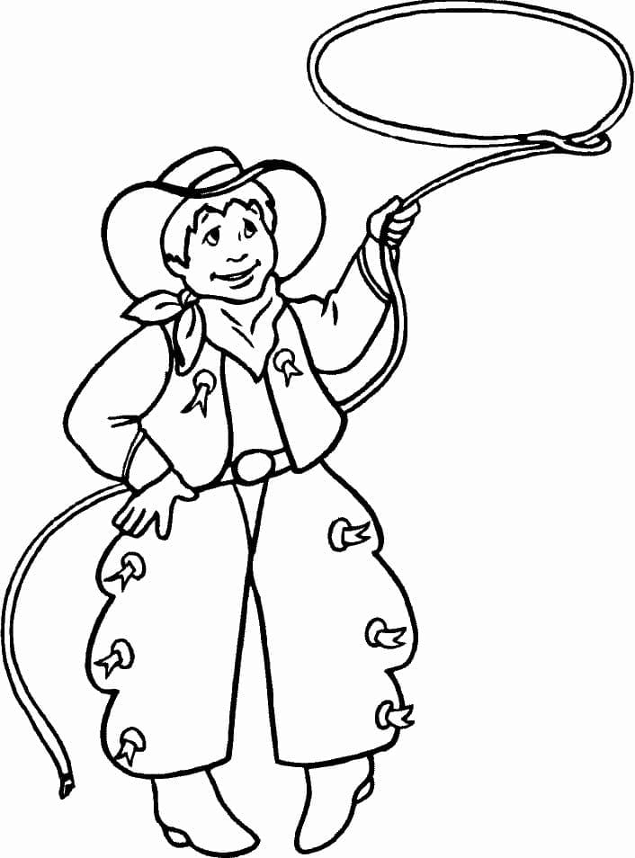 Happy Cowboy coloring page