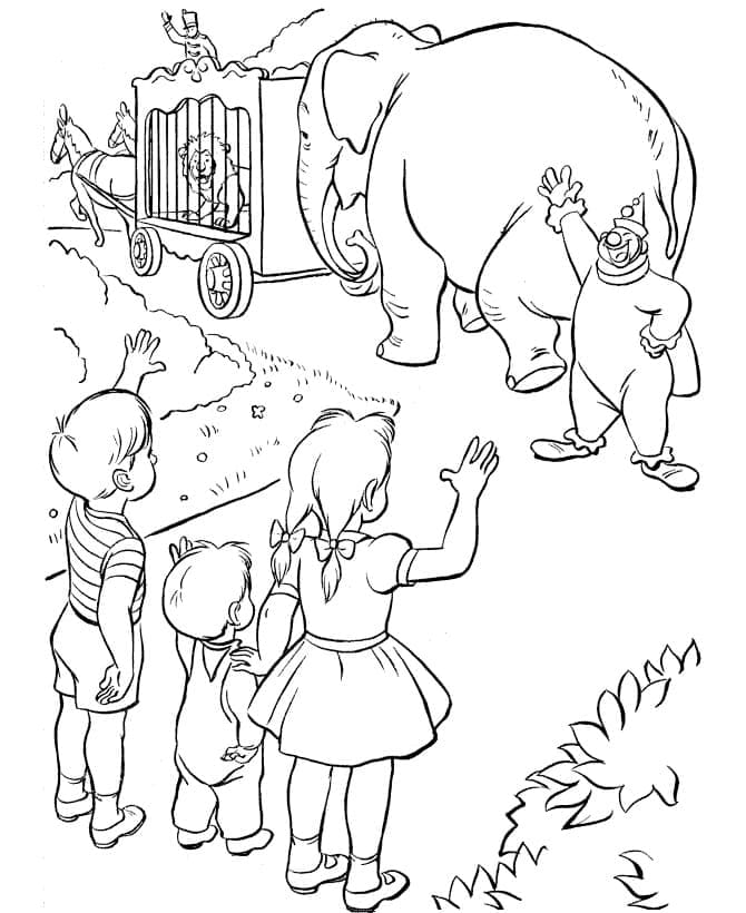 Kids and Circus coloring page