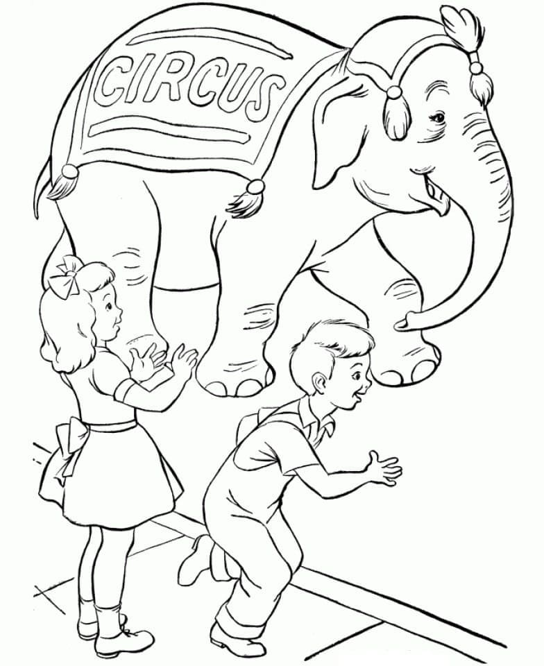 Kids with Circus Elephant