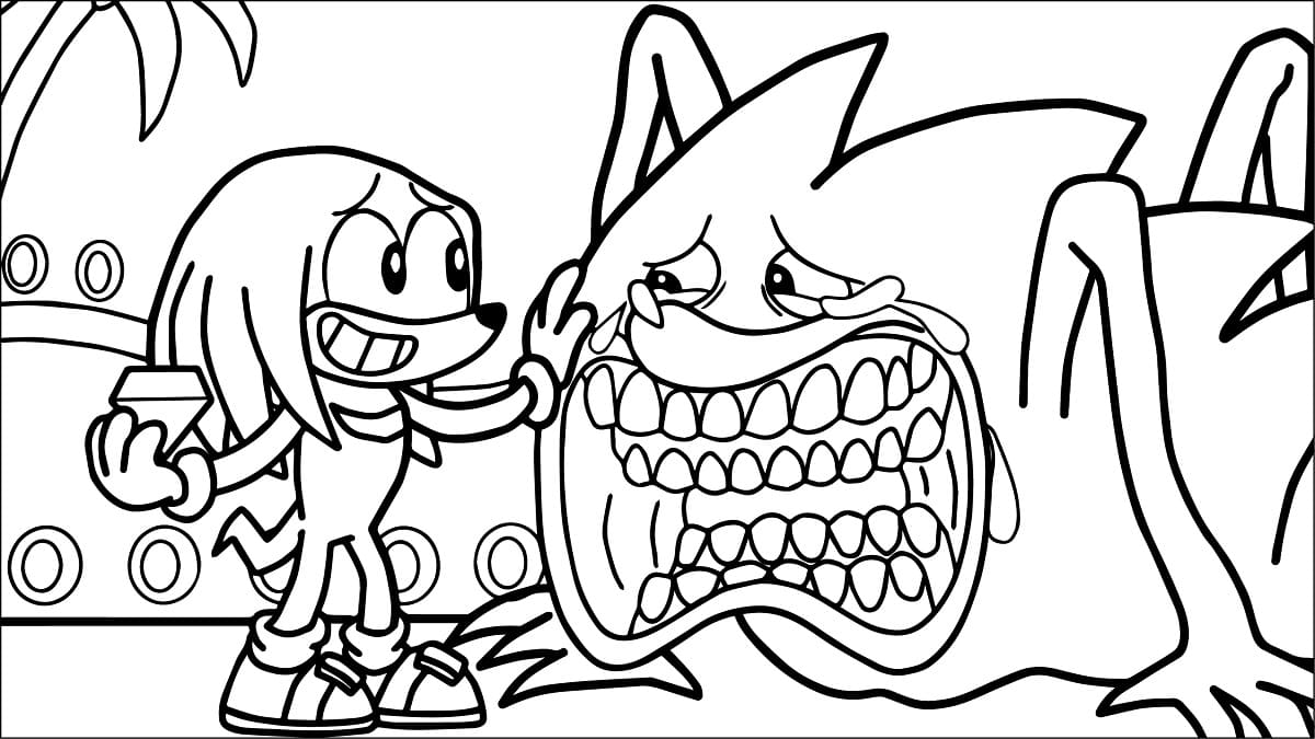 Knuckles and Shin Sonic coloring page