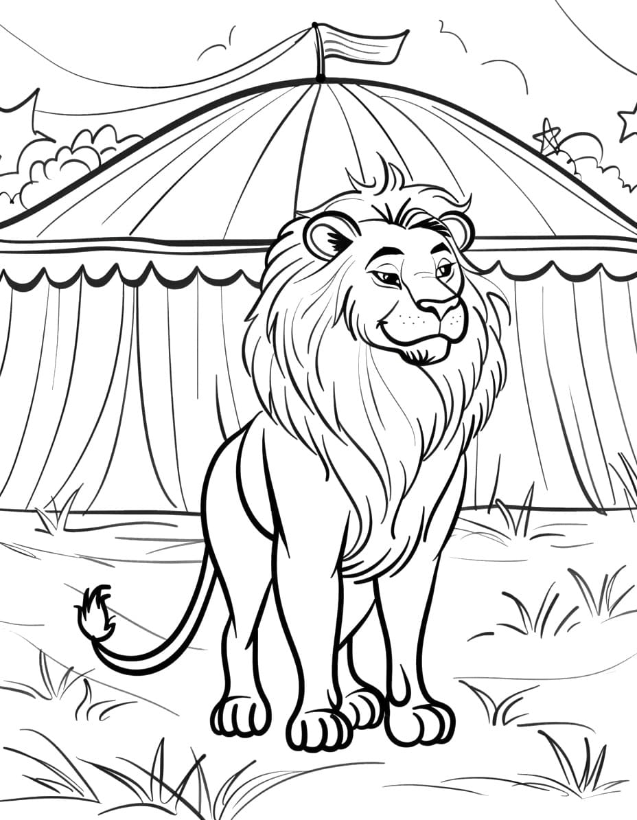 Lion and Circus coloring page