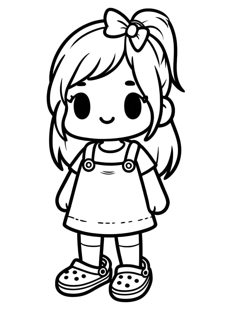 Little Girl with Crocs coloring page