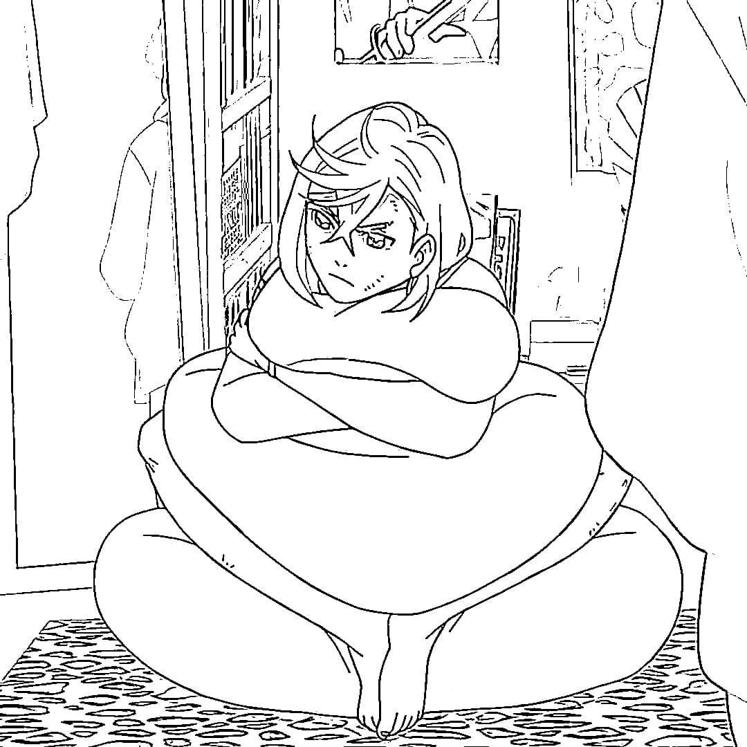 Momo Ayase in Dandadan coloring page