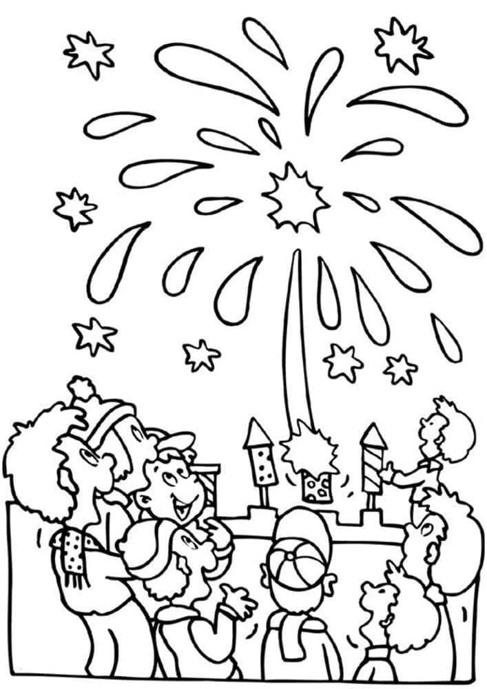 Nice Fireworks coloring page