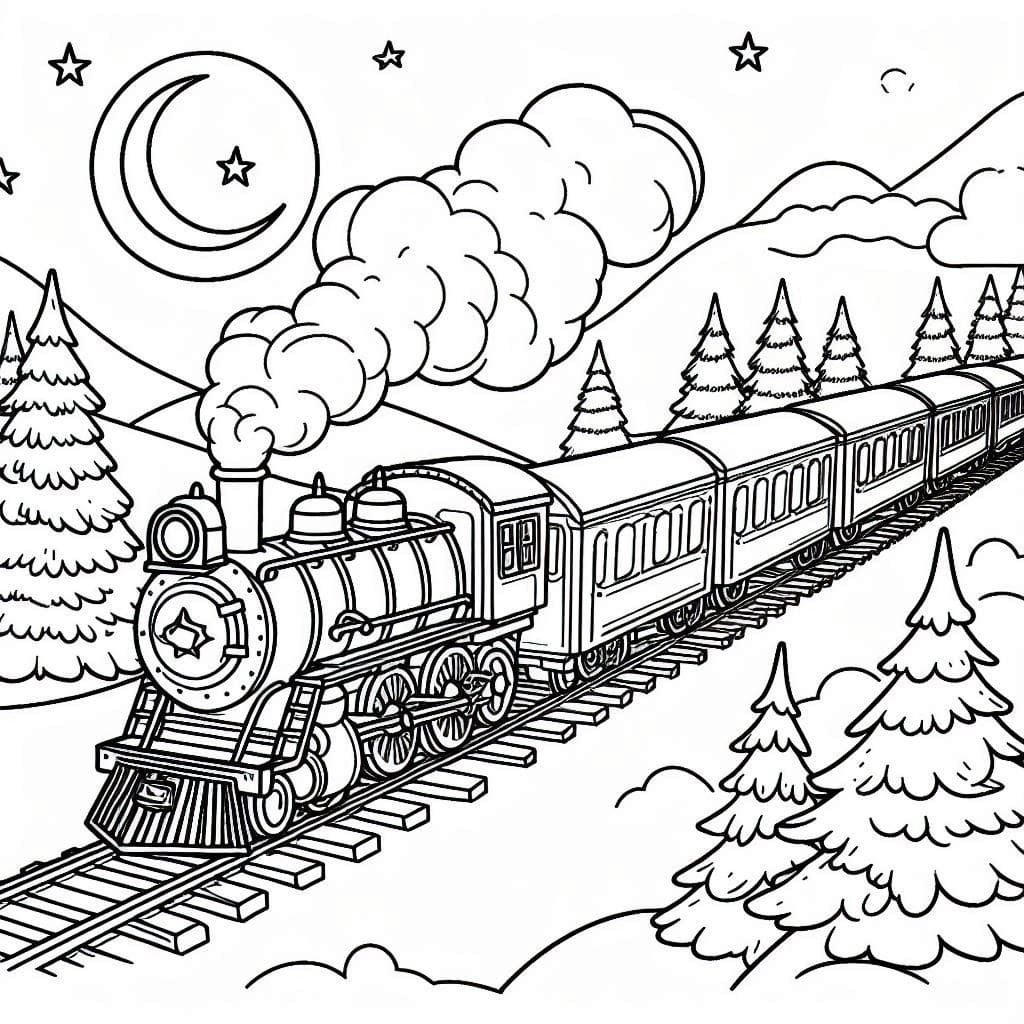 Polar Express in Night coloring page