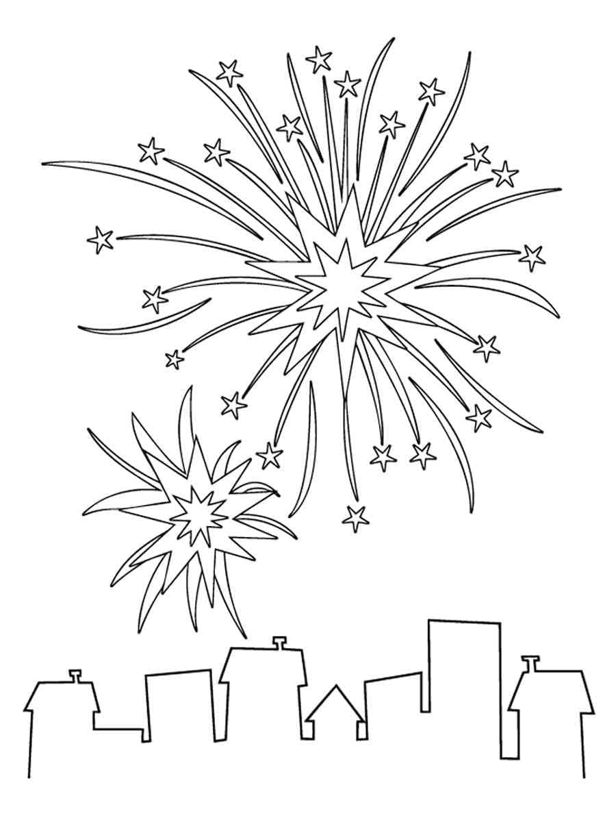 Printable Fireworks coloring page