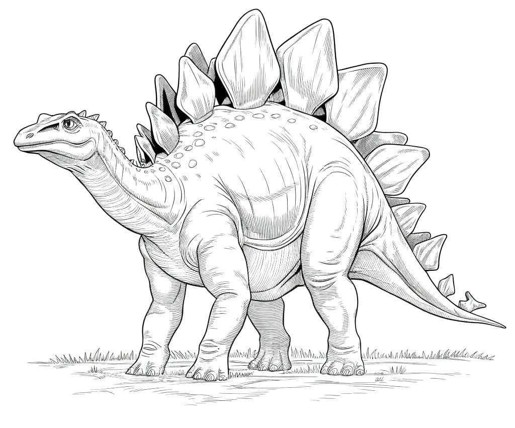 Realistic Stegosaurus coloring page