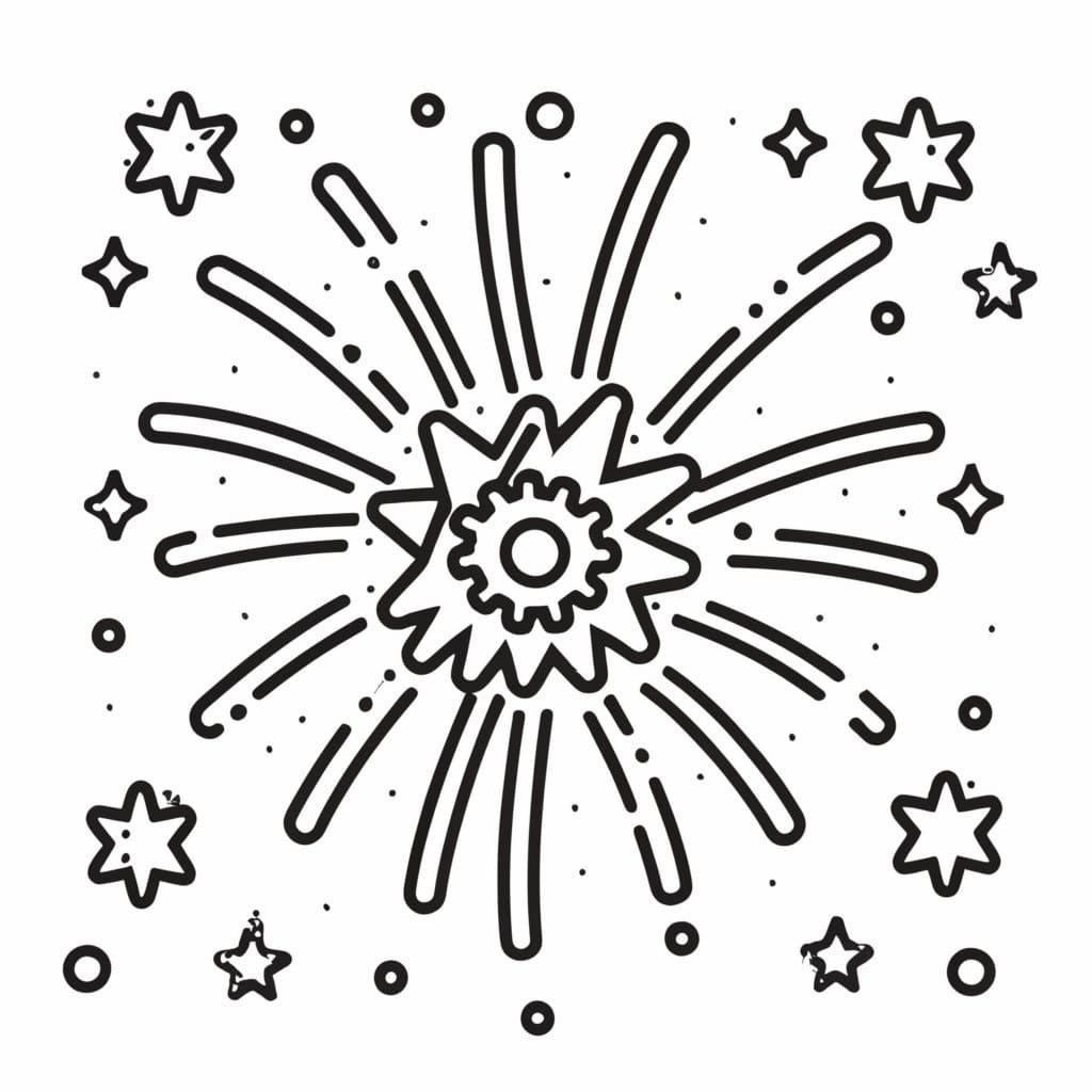 Simple Fireworks coloring page