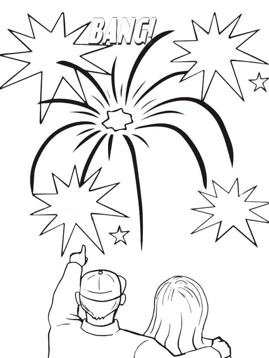 Watching Fireworks coloring page