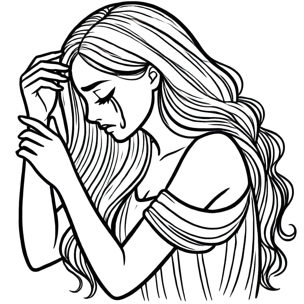 Weeping Woman Free coloring page