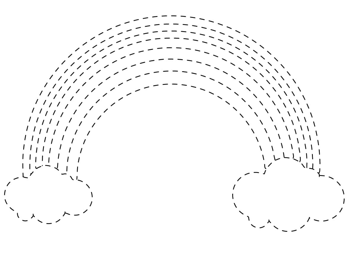 Clouds and Rainbow Tracing coloring page