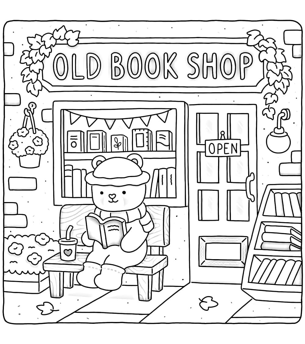 Coco Wyo Old Book Shop coloring page