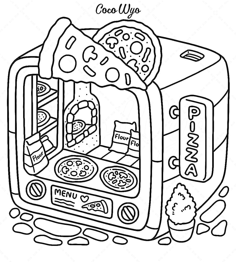 Coco Wyo Pizza coloring page