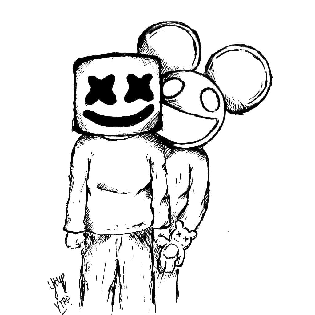 Creepy Marshmello coloring page