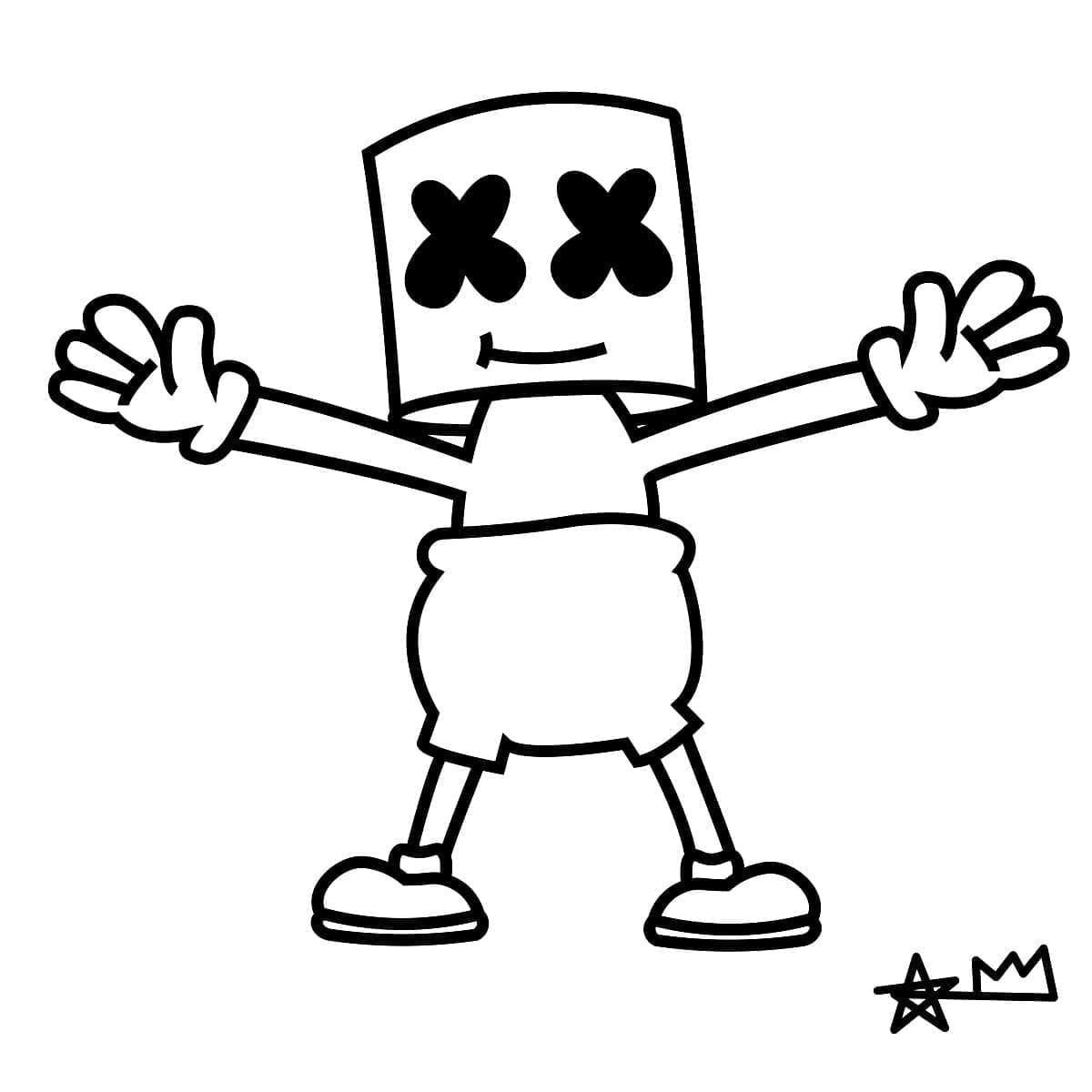 Cute Marshmello coloring page