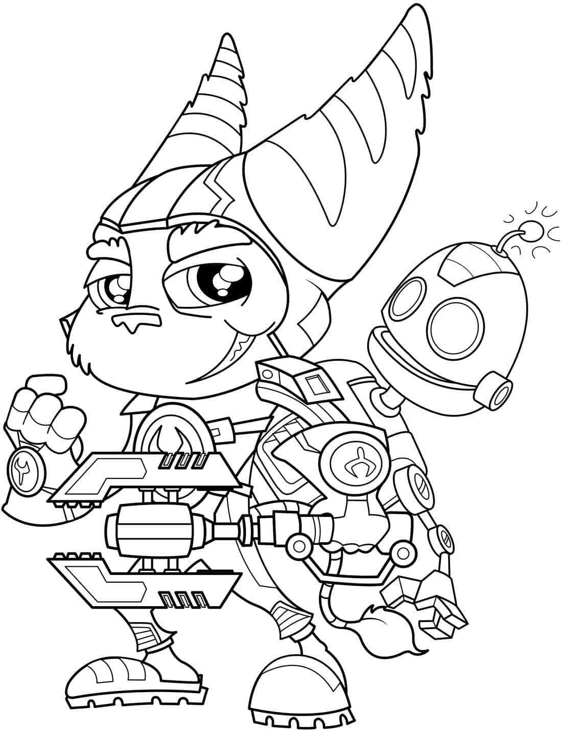 Cute Ratchet and Clank coloring page