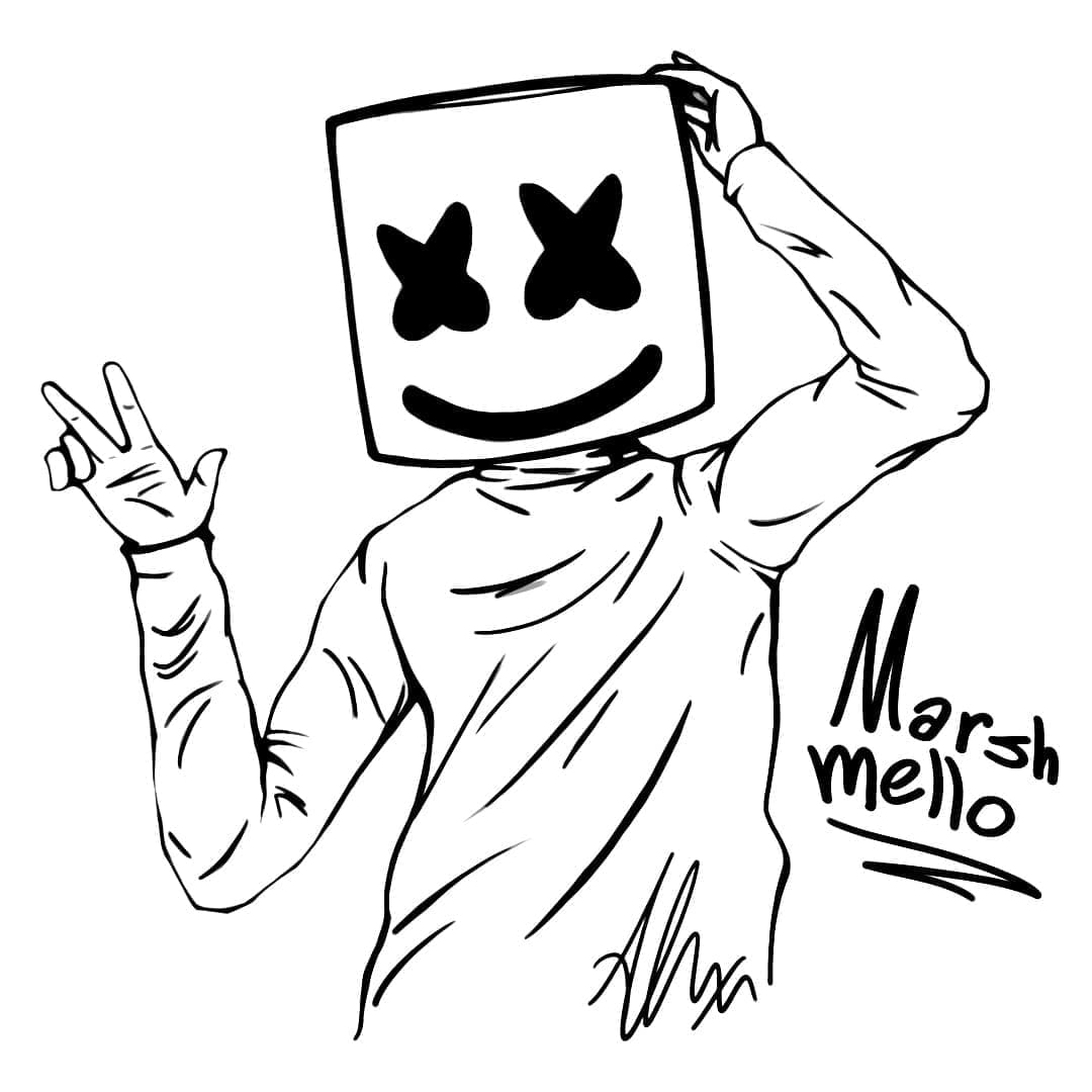 Drawing of Marshmello coloring page