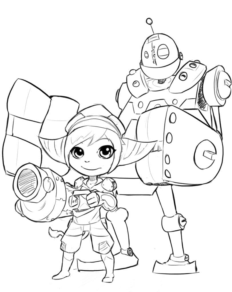 Drawing of Ratchet and Clank coloring page