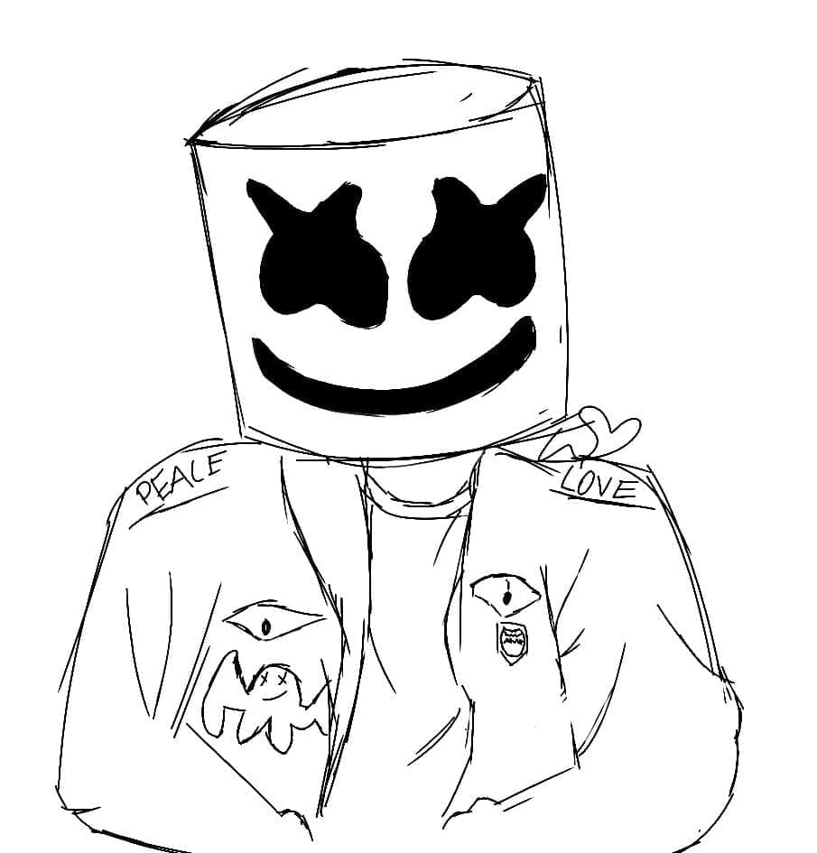 Free Drawing of Marshmello coloring page