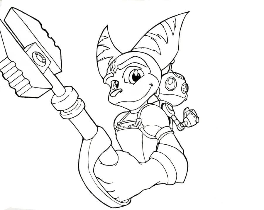 Free Printable Ratchet and Clank coloring page