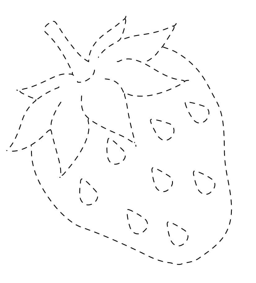 Free Strawberry Fruit Tracing coloring page