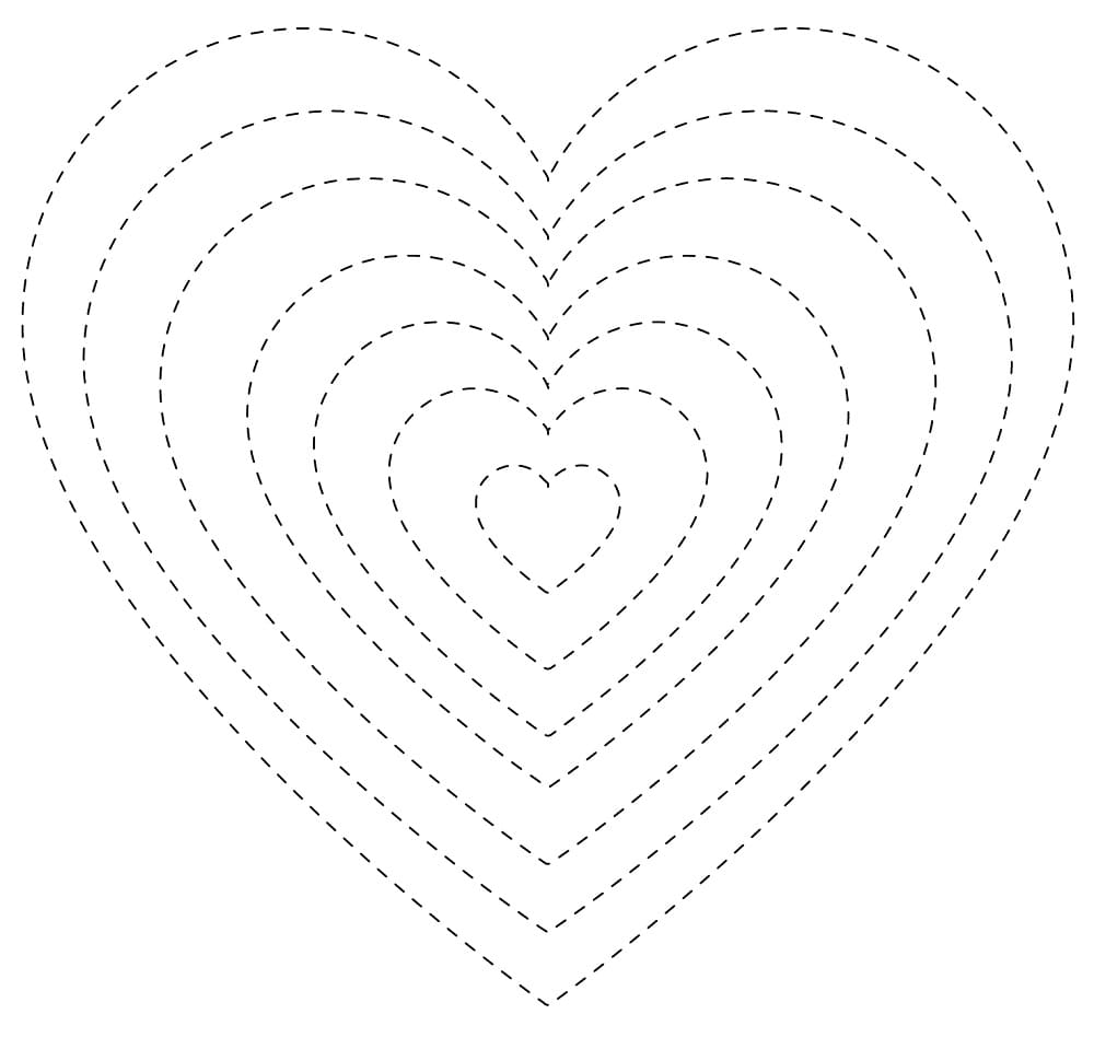 Heart Rainbow Tracing coloring page