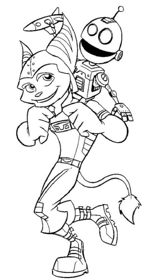 Image of Ratchet and Clank coloring page