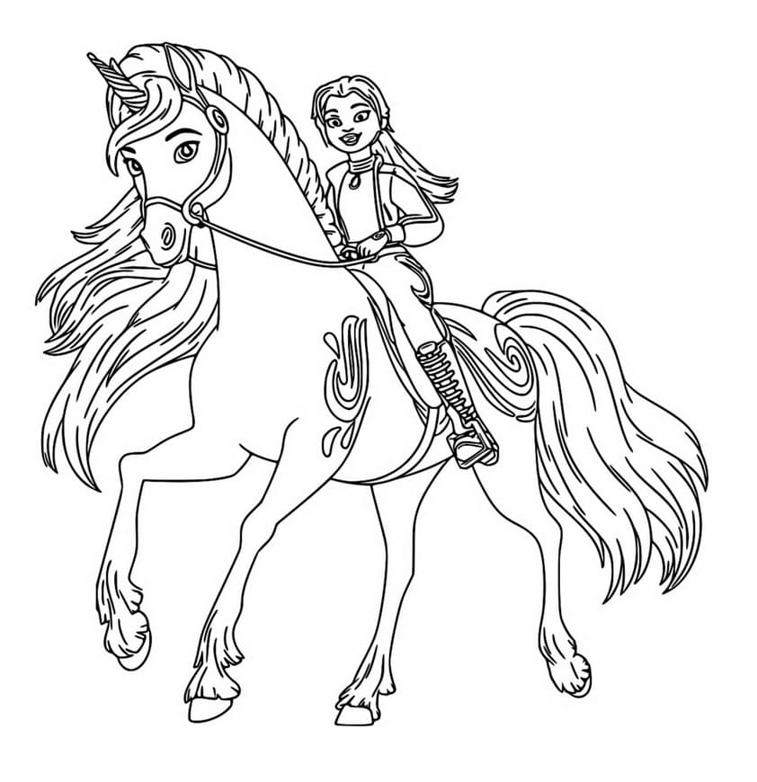 Isabel and River Unicorn Academy coloring page